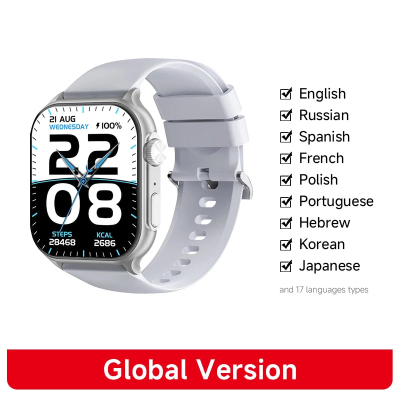 Lenovo 2026 Smartwatch 1,96" HD AMOLED Display Herzfrequenz-Gesundheitsüberwachung Bluetooth-Sprachanrufe Smartwatch für Android IOS