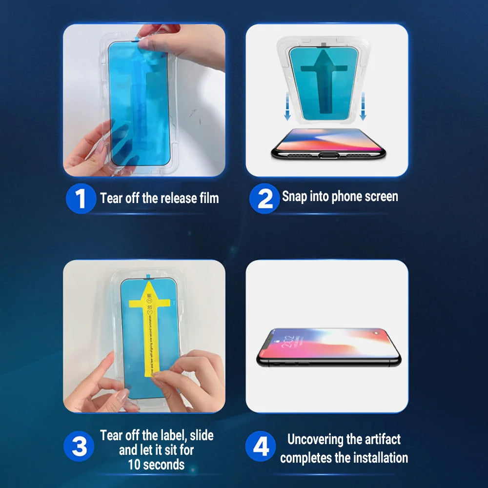 Oleophobe, staubfreie Displayschutzfolie für iPhone 17 Pro Max 16 15 13 11 12 14 Pro Max SE 7 8 XR Einfache Installation Glas