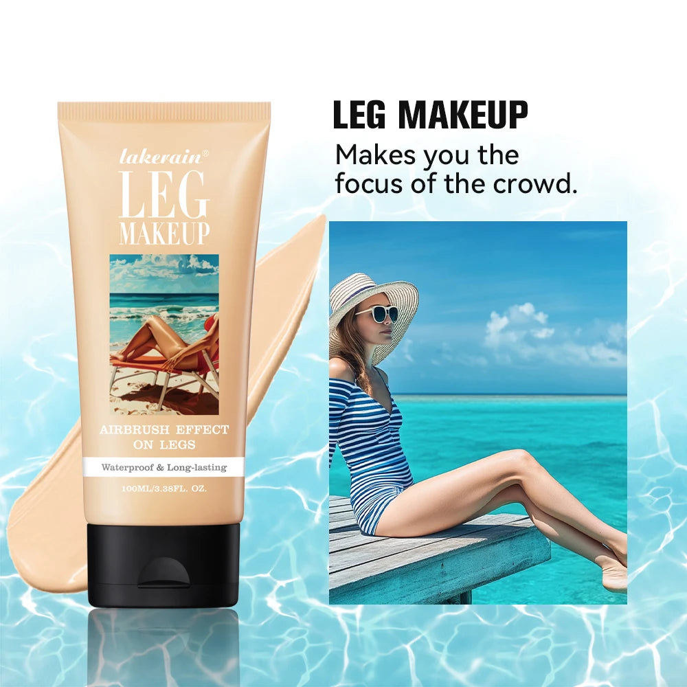 Bronze Bein- und Körper-Make-up-Foundation mit Puderquaste 100ml Wasserfest Lang anhaltend Gleichmäßiger Hautton Körperbräunungscreme 3 Farben