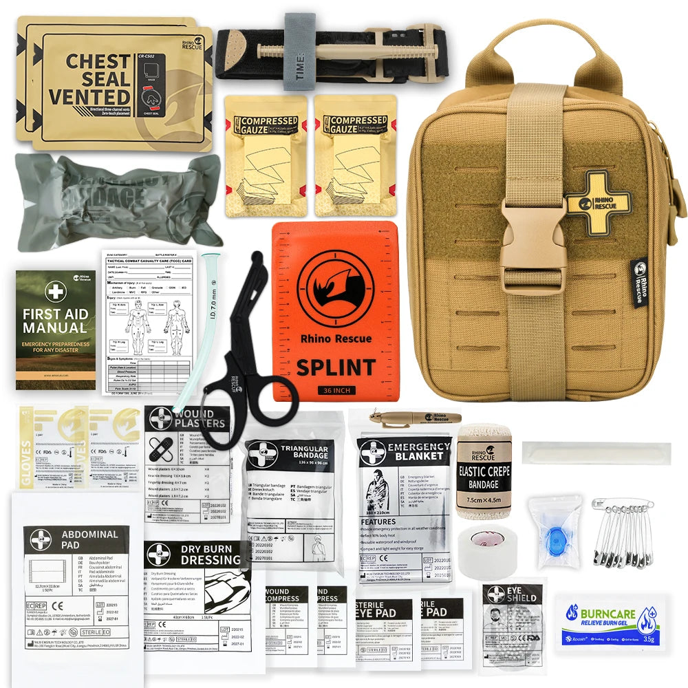 RHINO RESCUE-SE IFAK Trauma Erste-Hilfe-Set, taktische medizinische Tasche für Auto, Zuhause, Reisen, Wandern und Camping, Notfall-Überlebensausrüstung