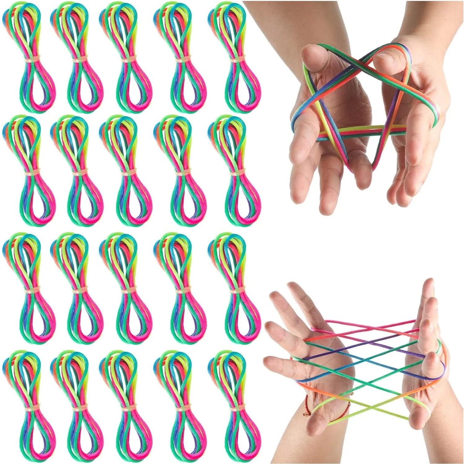 Regenbogen Cats Cradle Schnur 1.6M/63 Zoll Lange Regenbogen Bunte Fingerschnur Chinesische Fingerspiele Spielzeug für Kinder Hauptbild