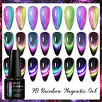 MEET ACROSS 3Pcs/Set 9D Cat Magnetic Gel Nail Polish With Magnetic Stick Semi Permanent Soak Off Nail Art UV LED Gel Varnish Kit