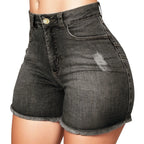 Damen High Waist Po-Lifting Jeans Shorts Ausgefranster Saum Stretchy Bodycon Jeans Shorts Sexy Sommer Club Hot Pants Streetwear 2026
