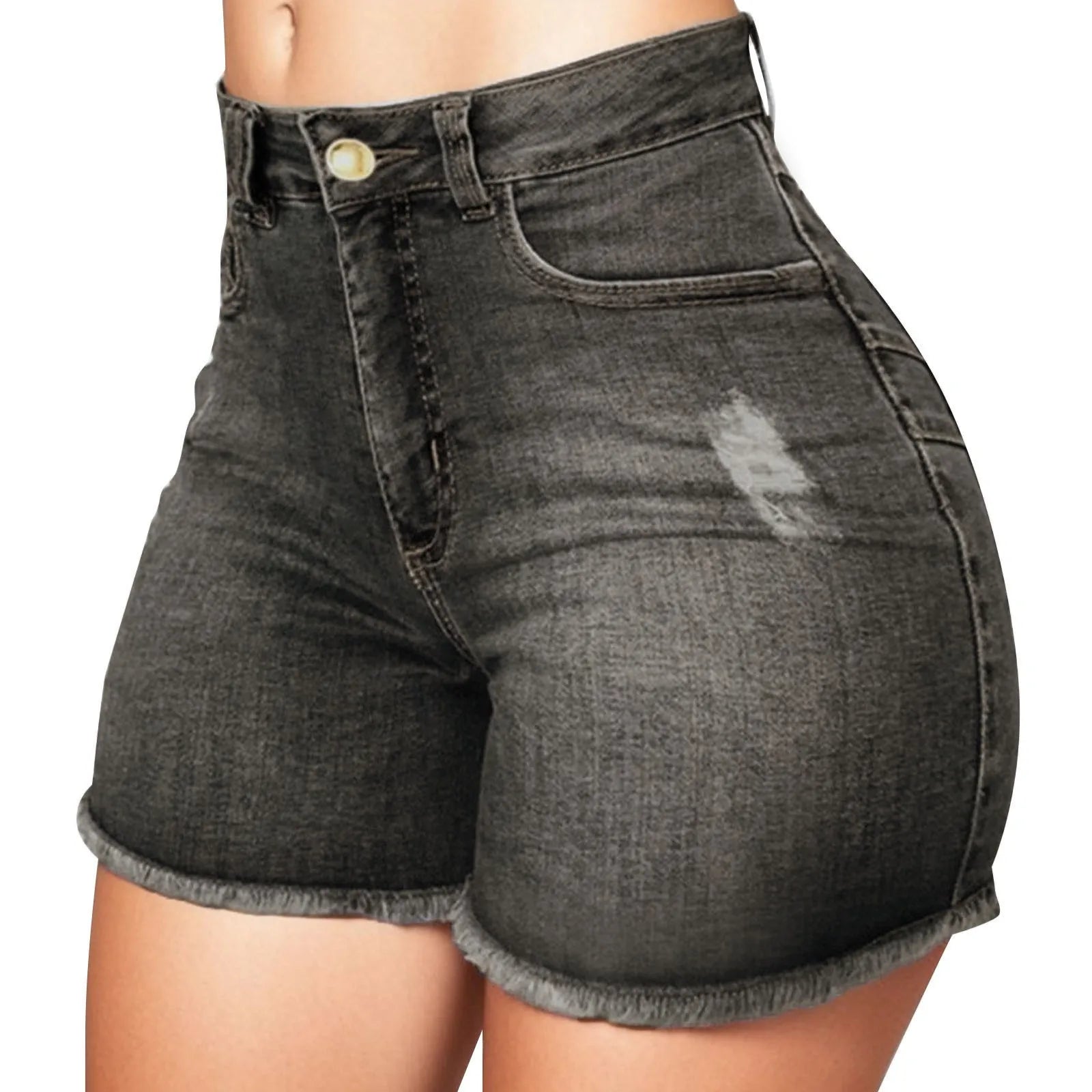Damen High Waist Po-Lifting Jeans Shorts Ausgefranster Saum Stretchy Bodycon Jeans Shorts Sexy Sommer Club Hot Pants Streetwear 2026