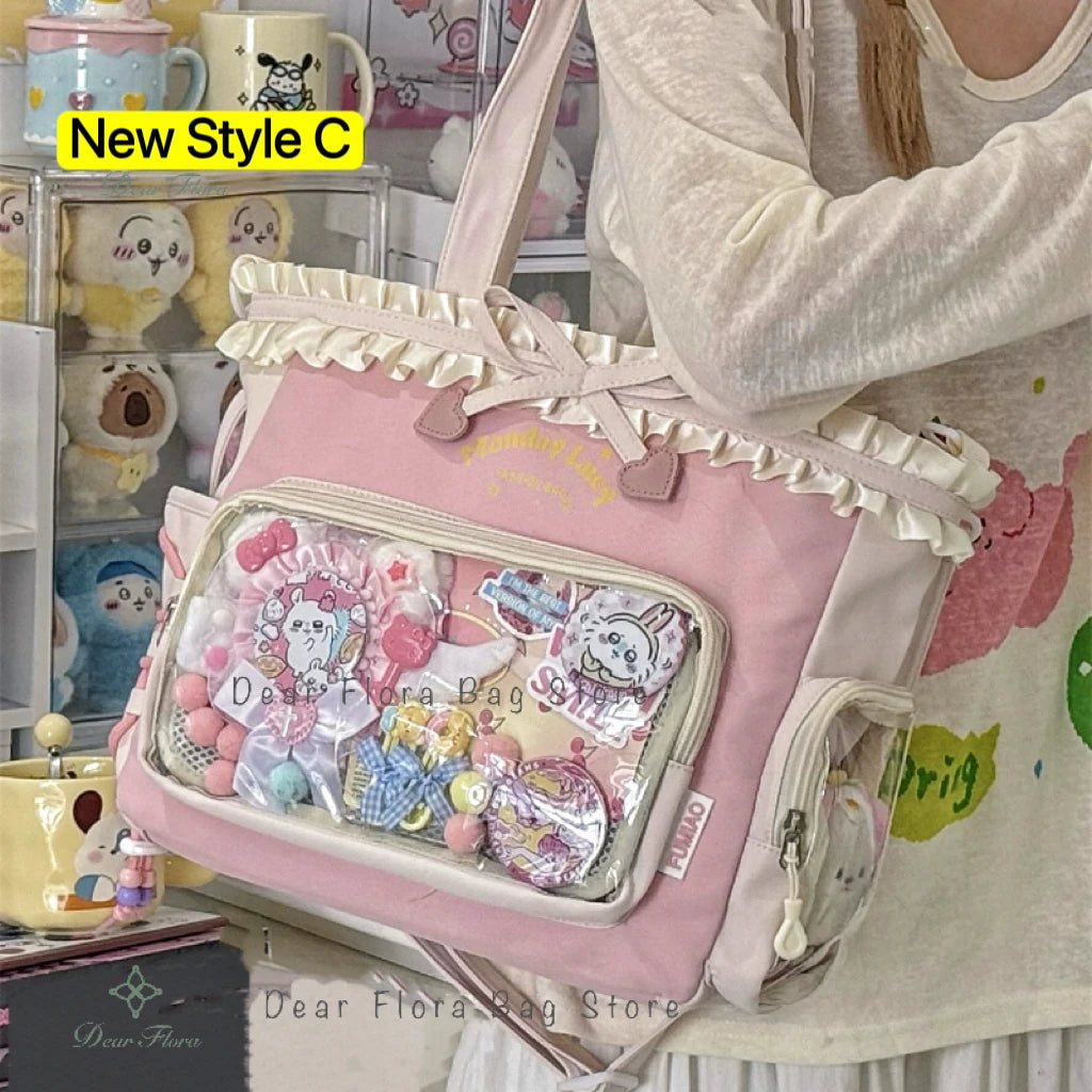 Neue Y2K Süße Japanische Ita Bag Lolita Mädchen Transparente Umhängetasche Große Kapazität Umhängetasche Lässige Tasche DIY Display Handtaschen