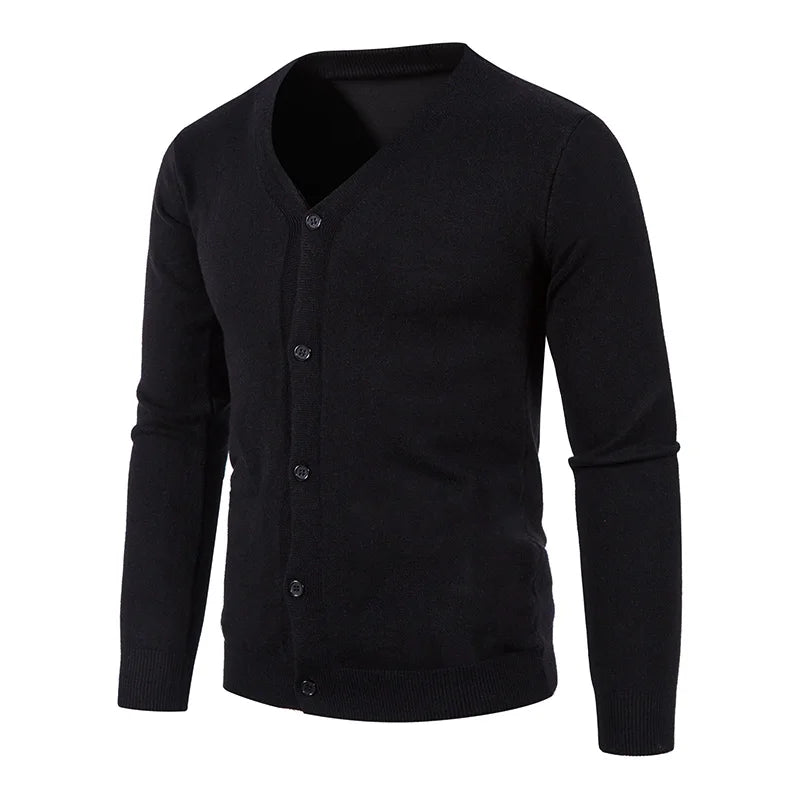 2024 M-5XL Herbst Herren Strickjacke Dünner V-Ausschnitt Basic Elastisch Slim Fit Dünner Pullover Einfarbig Freizeit Vielseitige Jacke
