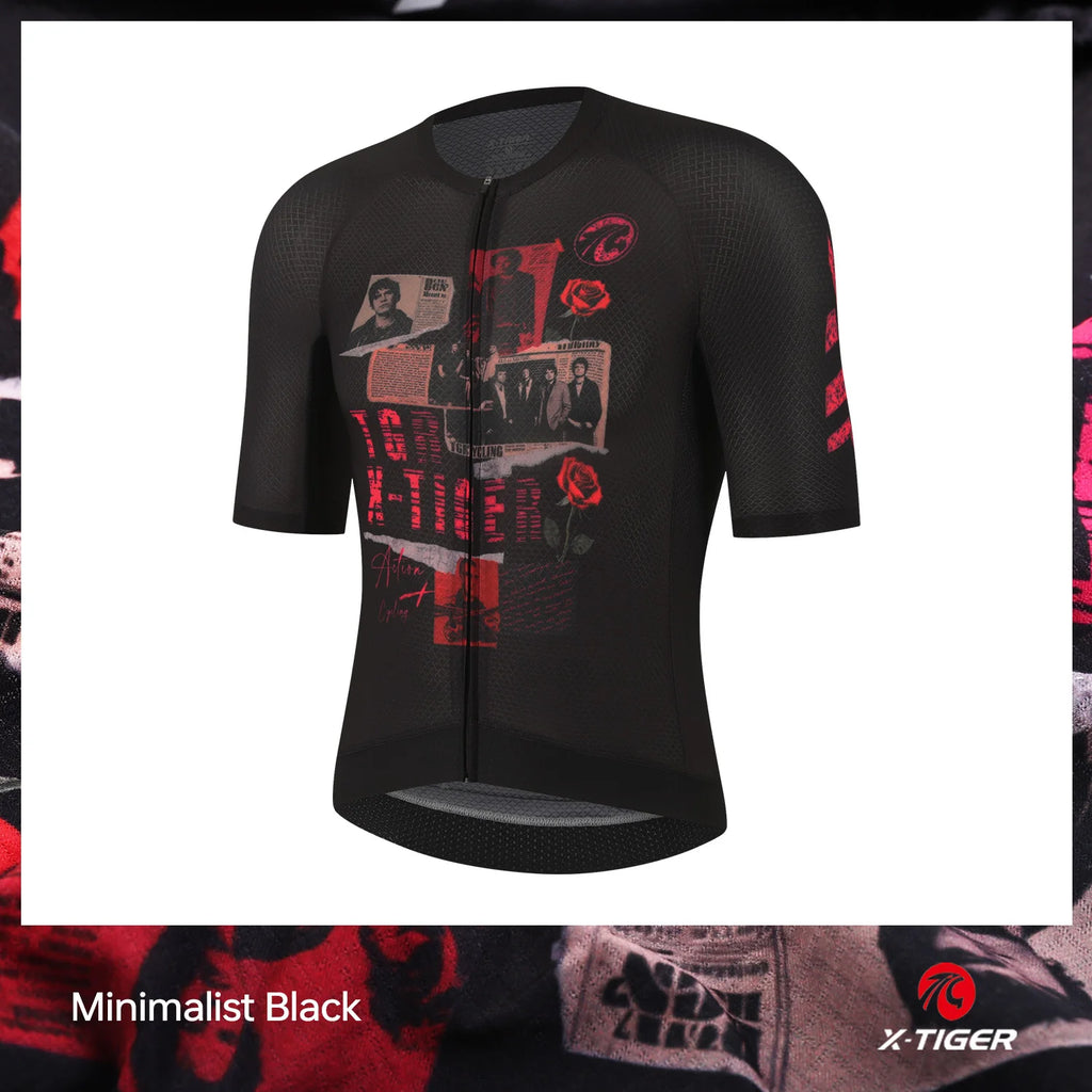 X-TIGER GALE SERIES Herren Radtrikot Kurzarm Slim Fit Rock Punk Style Atmungsaktives Trikot für Mountainbike und Rennrad