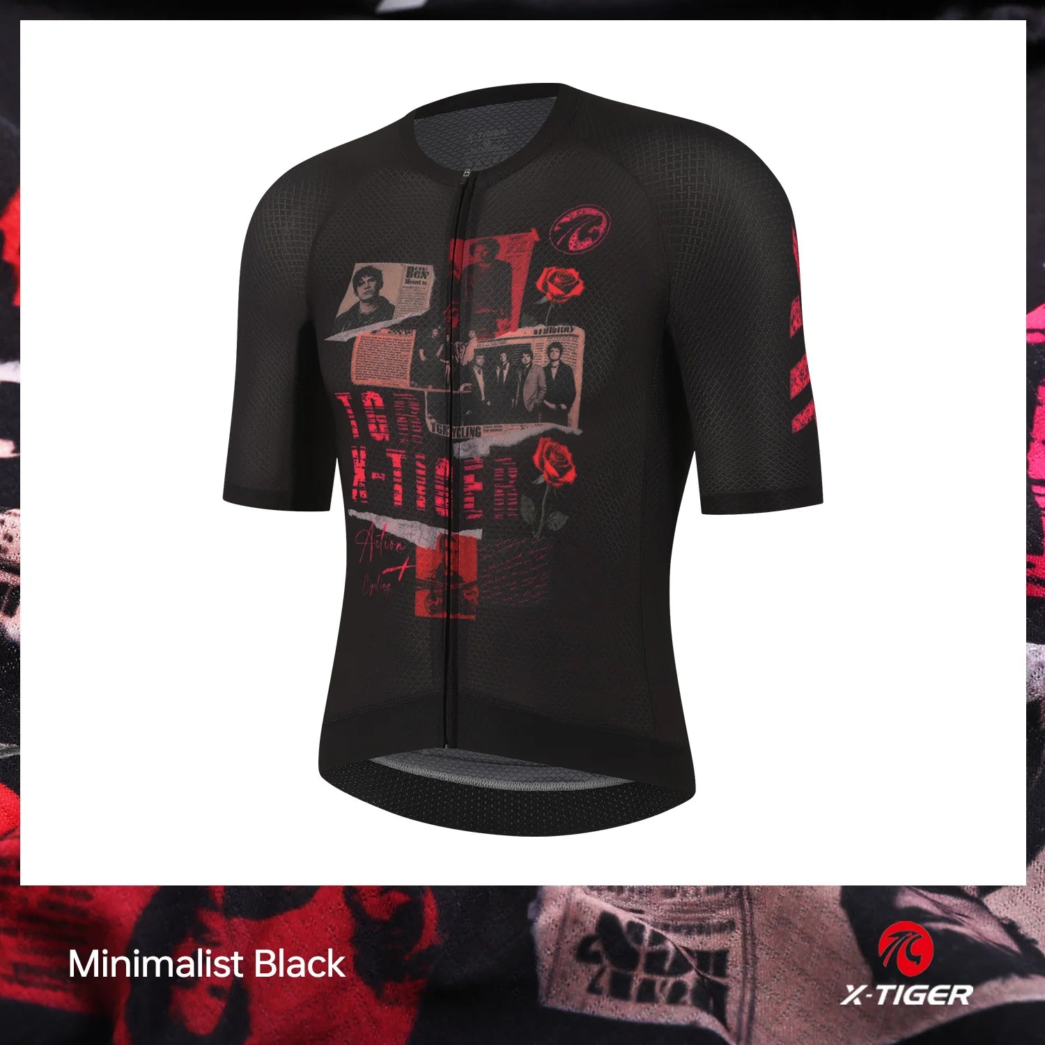 X-TIGER GALE SERIES Herren Radtrikot Kurzarm Slim Fit Rock Punk Style Atmungsaktives Trikot für Mountainbike und Rennrad