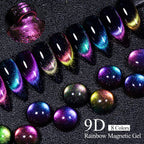 MEET ACROSS 3Pcs/Set 9D Cat Magnetic Gel Nail Polish With Magnetic Stick Semi Permanent Soak Off Nail Art UV LED Gel Varnish Kit