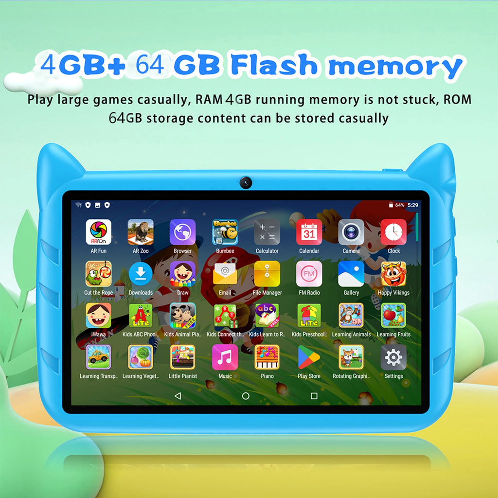 Neue 7 Zoll 5G WiFi Kinder-Tablets Quad Core 4GB RAM 64GB ROM Dual Kameras Android 13.0 Lern-Tablet PC 4000mAh