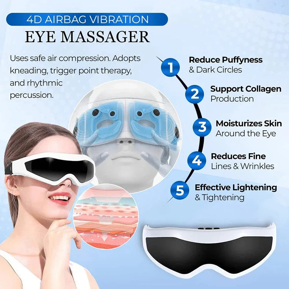 Elektrische Augenmassagegerät Maske Migräne Augen Verbesserung der Sehkraft Stirn Augenpflege Brille Massage Kabellose Vibration Gesundheitspflege
