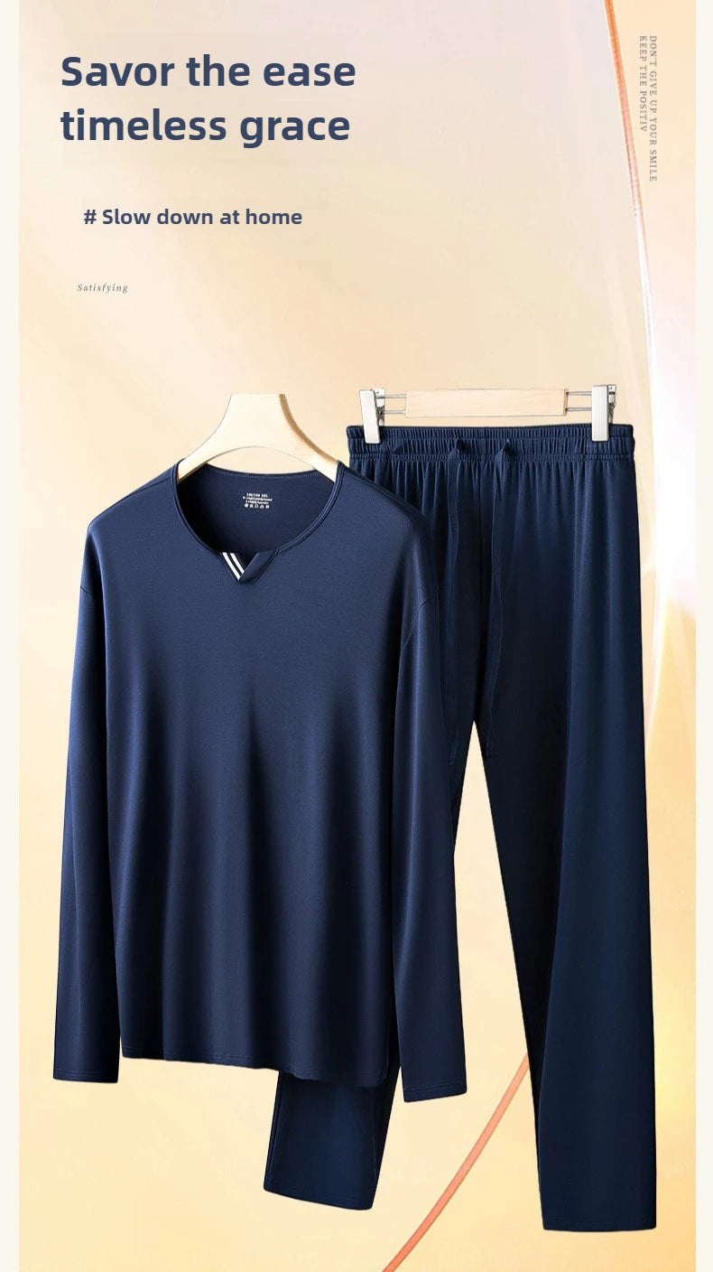 Herren Schlafanzug Set Ultrafeiner Tencel Modal Frühling und Sommer Komfort Loungewear Luxus Herren Pyjama