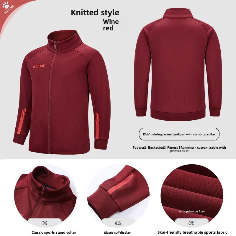 Kelme Children's Sports Jacket Autumn And Winter Knitted Jacket Outdoor Windproof Running Training Suit