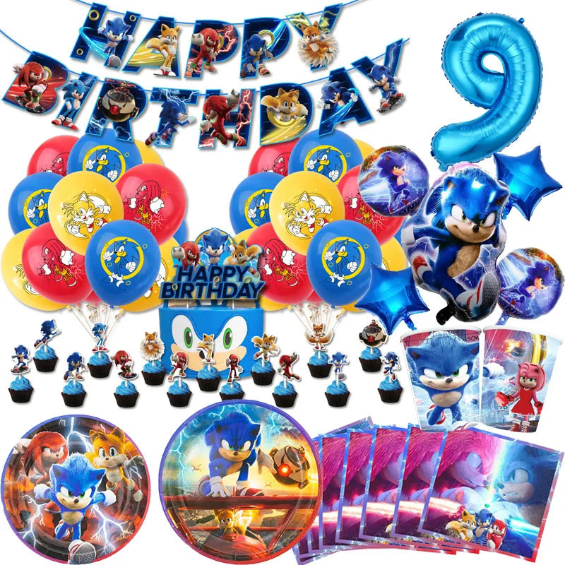 Sonic Geburtstagsparty Dekoration Spiel Igel Ballons Actionfigur Party Pappteller Handtuch Becher Tischdecke Spielzeug Kindergeschenke Hauptbild