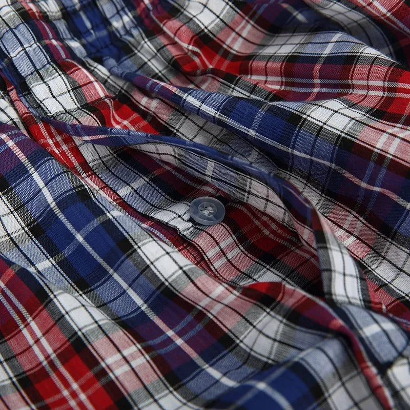 4 Herren-Boxershorts Locker Herrenunterhosen Baumwolle Großes Karomuster Pfeilhose Übergröße Klassische Basics Karo
