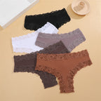 FINETOO 3er-Pack Damen Baumwollunterwäsche Slips Sexy Spitze Brasilianischer Slip Niedrige Taille Blumenmuster Einfarbig G-String Atmungsaktive Dessous