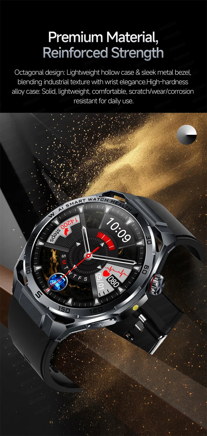 EKG High-End Gesundheits-Smartwatch Herren Blutdruck Lipide Blutsauerstoff Körperanalyse Harnsäure Gesundheitstracker Smartwatch Herren Damen