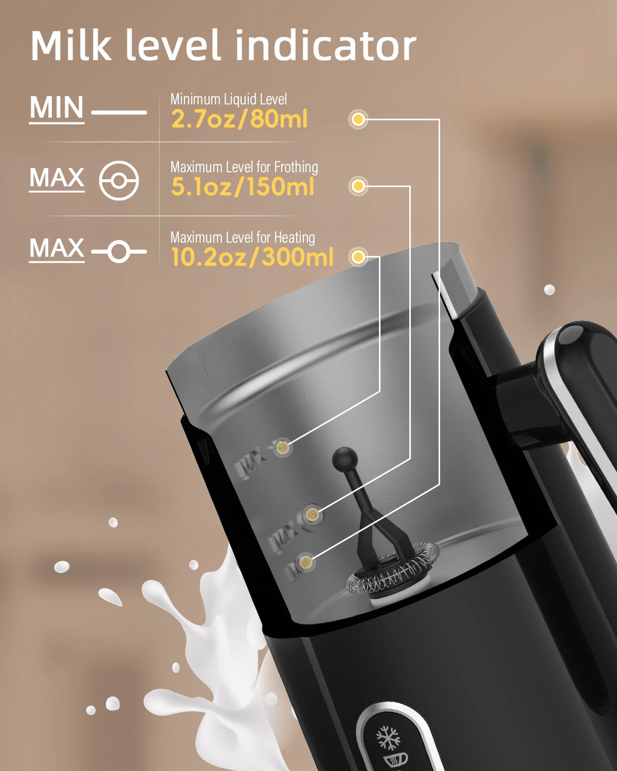 BioloMix 5-in-1 smarter Milchaufschäumer mit LED-Touch-Display, stilvoller Schaum für Kaffee & Lattes, Heiß- und Kaltschaumbereiter