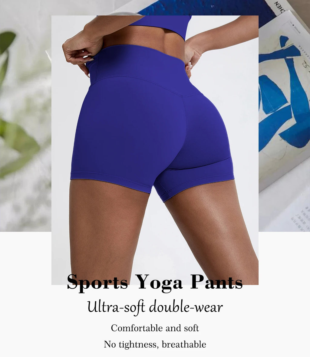 Hearuisavy Damen Yoga Shorts Sommer Soft Buttock Lift Gym Leggings High Waist Sport Shorts Damen Running Workout Shorts Female