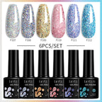 LILYCUTE 6PCS Gel-Nagellack-Set Sommer Neon Nagellack-Gel-Kits für DIY Nagel Semi-Permanenter UV-Lampe Gellack Nagellack-Set