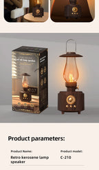 Retro Lampen-Stil Kabelloser Bluetooth-Lautsprecher mit Tragbarem FM-Radio und USB-Anschluss Bluetooth 5.3 Geeignet für Camping, Heimdekoration