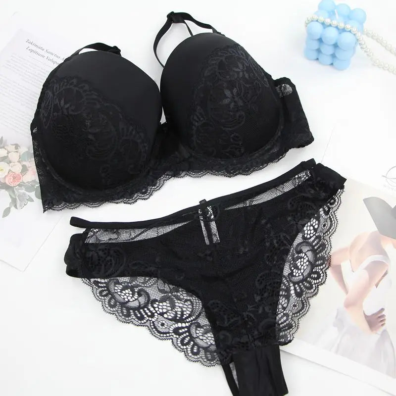 DaiNaFang Sexy BH-Set Grün Schwarz Beige Rot Weiß Lila Spitze Schleife Blumen Unterwäsche für Damen Übergröße Dessous