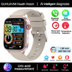 2025 Neue KI-Diagnose Blutfette Harnsäure Körperzusammensetzung Test Smartwatch für Herren EKG+PPG Bluetooth Anruf Gesundheits-Smartwatch