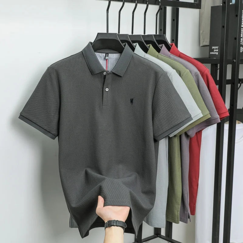 Polo-Shirt aus 100 % reiner Baumwolle, Kurzarm, High-End-Luxusmarke, Mode, Paul Pony Stickerei, Golf, Business Casual Herren T-Shirt