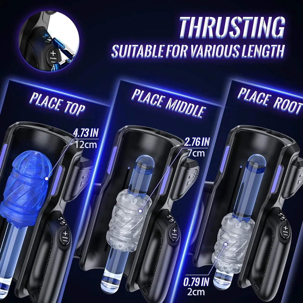 Dual Handles Leten King Sexmaschine Elektrisch Stoßend Männlicher Masturbator Orgasmus Erotikspielzeug 2 Weiche Hülsen Stimmfunktion Penisstimulator