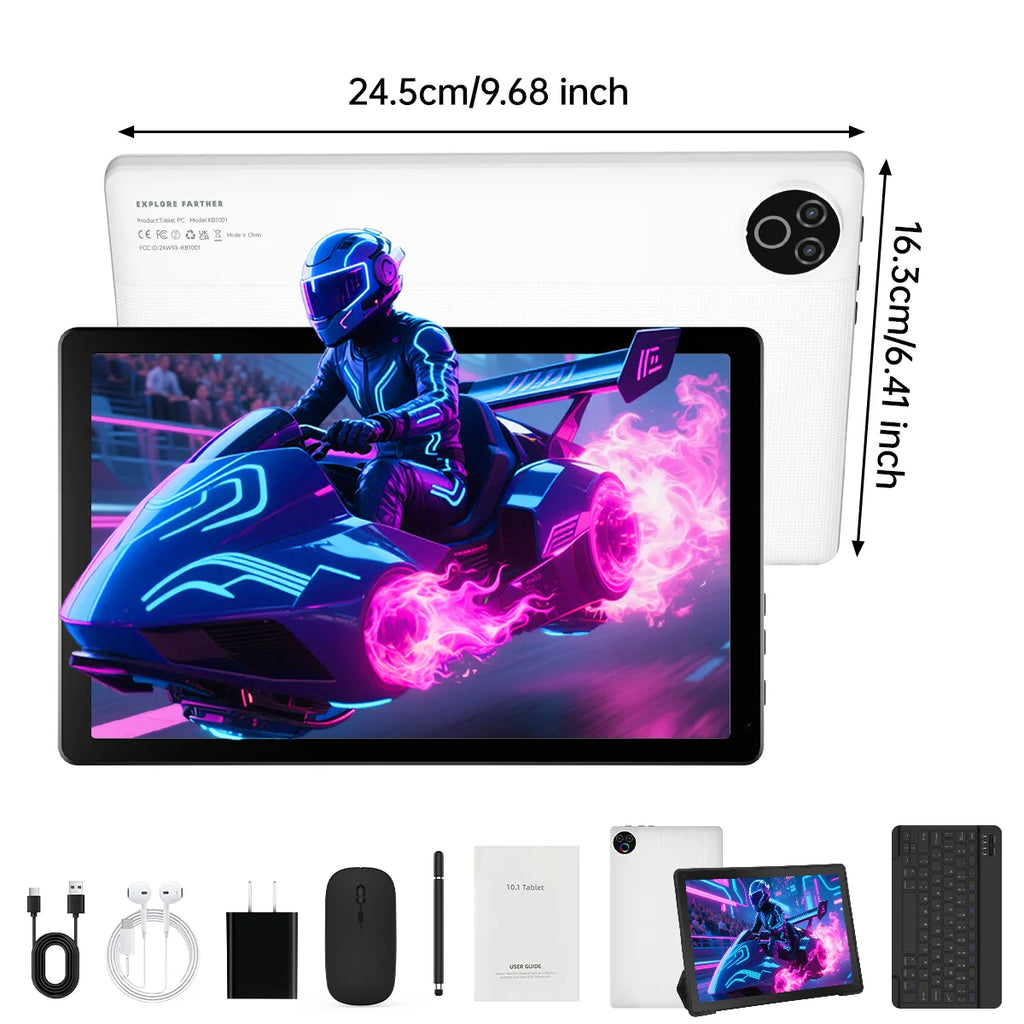 URAO Android 15 Tablet 10,1 Zoll 20GB RAM 64GB ROM 5-Kern Dual Kamera Tablets PC Set Tastatur/Hülle/Maus/Stylus/Kopfhörer