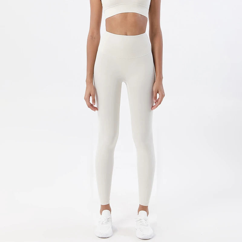 SOISOU Nylon Yogahosen Gym Leggings Damen Mädchen Fitness Weiche Strumpfhosen Hohe Taille Elastisch Atmungsaktiv Keine T-Linie Sporthosen