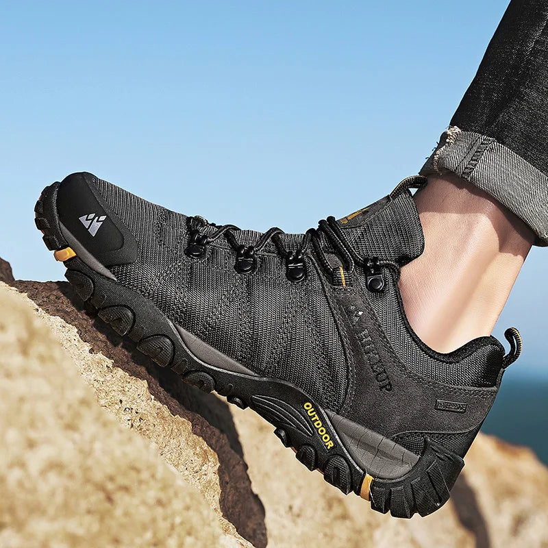 HIKEUP Rutschfeste Herren Wanderschuhe Atmungsaktive Outdoor Abriebfeste Spritzwassergeschützte Kletterschuhe Herren Sneaker Tourismus Bergschuhe
