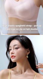 Ultradünner, atmungsaktiver Eisseide-Top-BH für Damen – nahtloser Neckholder-Wickel-BH, kleine Brust zusammenführend