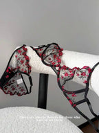 Europäische Frauen verführerischer transparenter BH mit Spitzenstickerei und Bügel, Minimizer für große Brüste, Anti-Sagging, weiche Dessous, S-XL BH-Set