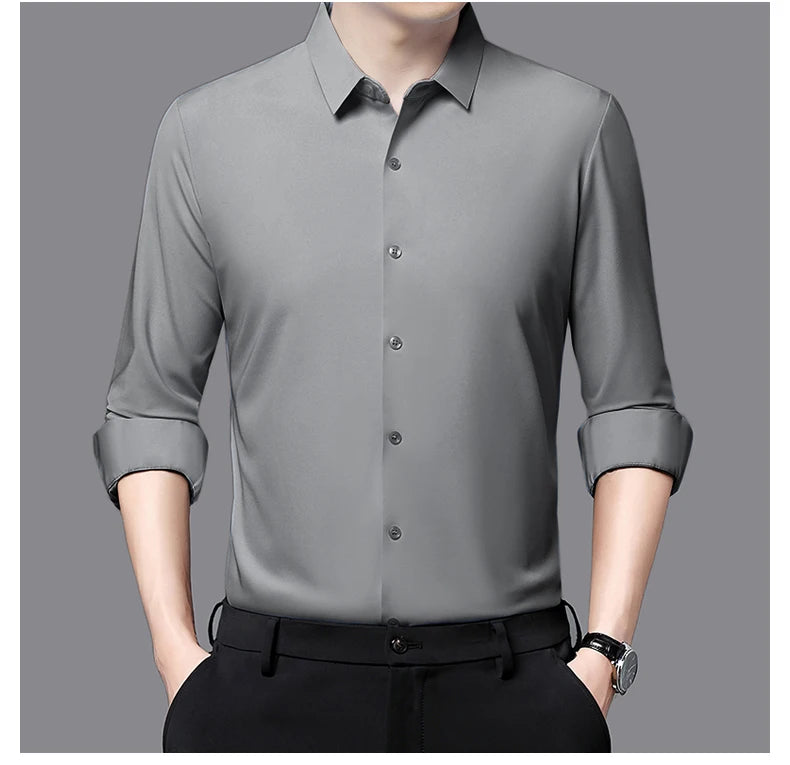 Premium Herren Ultra-Stretch Hemd – Hochwertiges seidiges Business Hemd mit langen Ärmeln für den Business- und Freizeitbereich