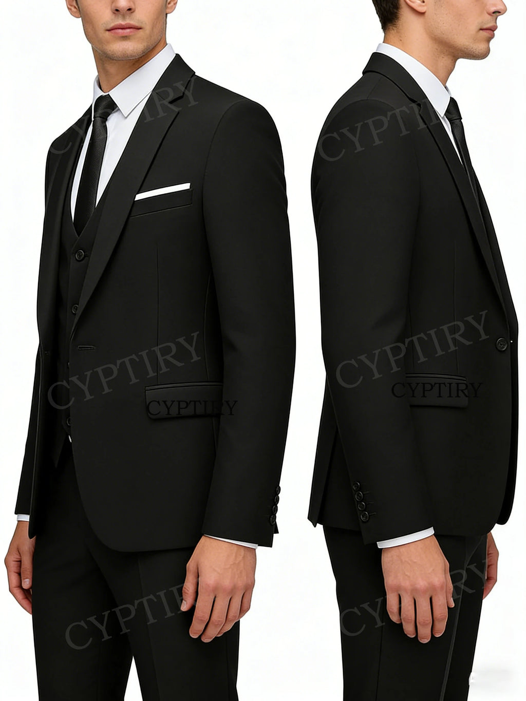 Eleganter Herrenanzug 3-teilig Mode Revers Einreihig Bräutigam Hochzeit Slim Fit Freizeitversion Business Anzug für Herren