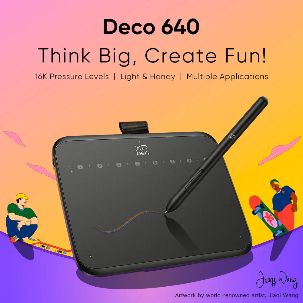 XPPen Deco 640 Grafik-Stifttablett 16384 Druckstufen 60° Neigungsunterstützung 8 Schnelltasten für PC Android Spiel osu