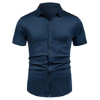 Herren Stretch Hemd Bügelfreie Hemden Regular Fit Kurzarm Stretch Business Casual Button-Down Hemden