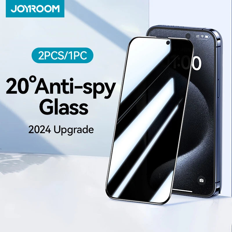 Joyroom 1/2 Stk. 20° Anti-Spionage-Glas für iPhone 16 15 Pro Max Glas für iPhone 16 15 14 13 12 11 Pro Max Blickschutzfolie
