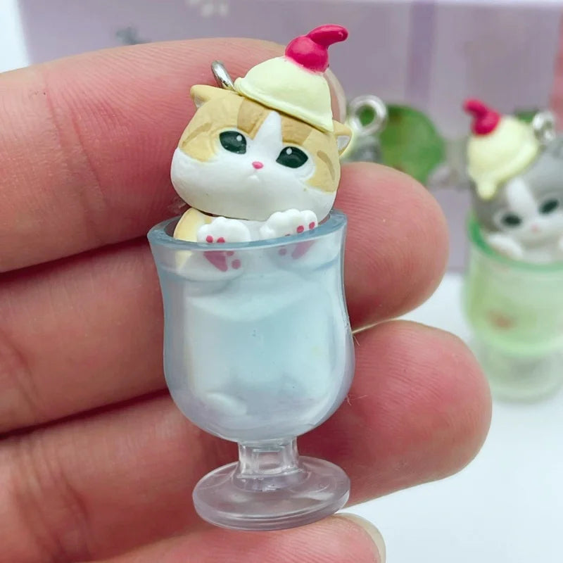 Auf Lager, neu: Mofusand Katze Pudding Kaltgetränk Anhänger Minifiguren Blind Box Anime Figuren Ornamente Puppen Geburtstags- und Weihnachtsgeschenke Spielzeug