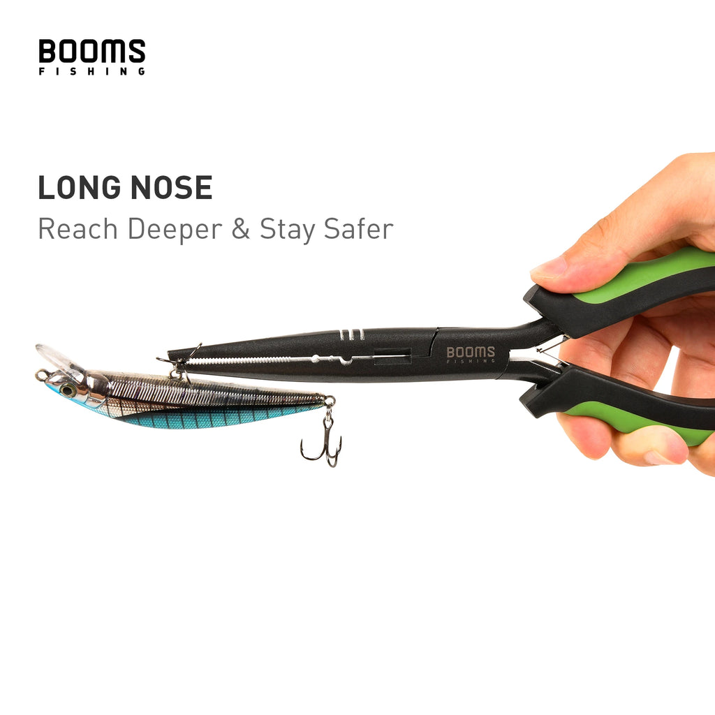Booms Fishing F03 Multifunktions-Fischereizange 23,5 cm Gerade Langnase Edelstahl-Schnurschere Werkzeuge