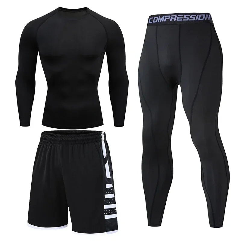 Herren Lauf-Trainingsanzug Fitness Sportbekleidungs-Set Kompressions-Leggings Sportkleidung Gym Enganliegende Jogginghose Rash Guard Lycra
