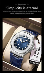 POEDAGAR Top Luxus Quadratische Herrenuhr Datum Wasserdicht Leuchtend Herren Armbanduhr Hochwertige Leder Herren Quarzuhren+Box Reloj