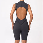 Damen-Trainingsanzug Fitness-Workout Sportkleidung Outfit Reißverschluss-Jumpsuit Yoga Fitness Overall Set Offene Rücken Bodysuits Anzug für Damen