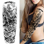 Kompass Roboterarm Temporäre Tattoos Ärmel für Männer Frauen Realistische Gefälschte Totenkopf Engel Ganzarm Tattoos Maori Totem Tattoo Aufkleber