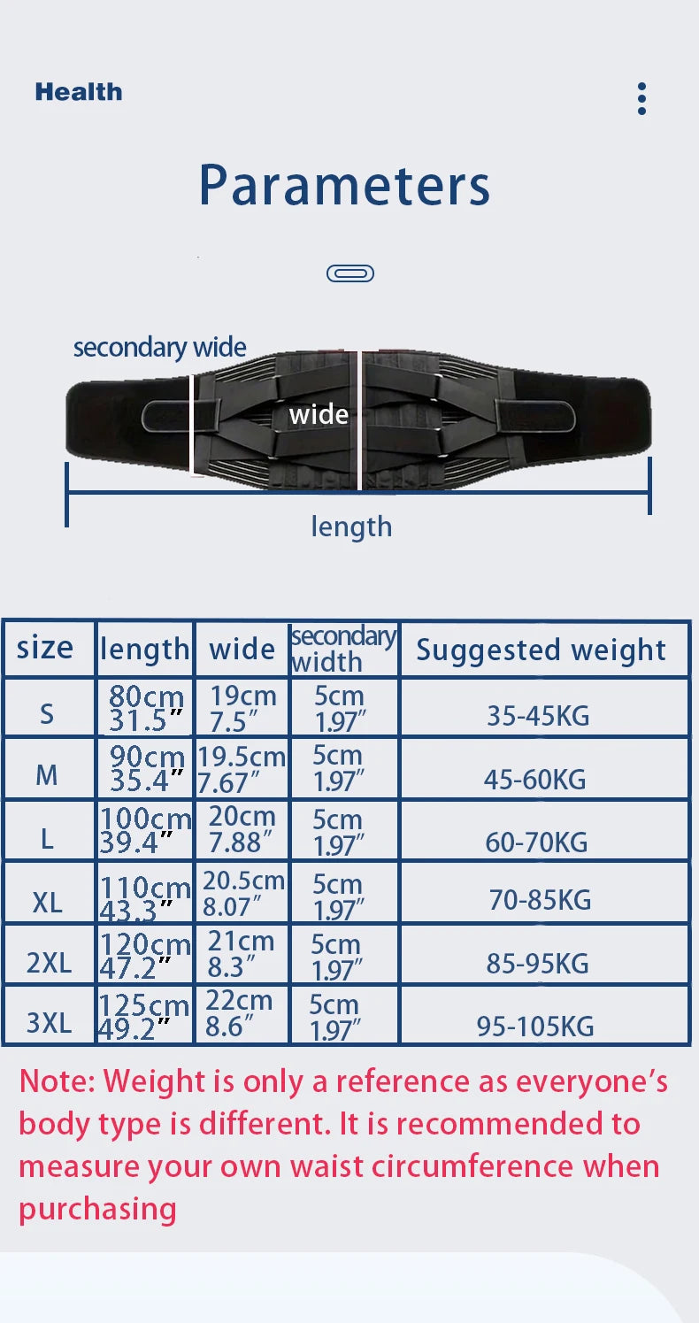 Back Braces Waist Belt Men Women Work Lower Back Pain Relief Breathable Anti-skid Spine Lumbar Support Belt