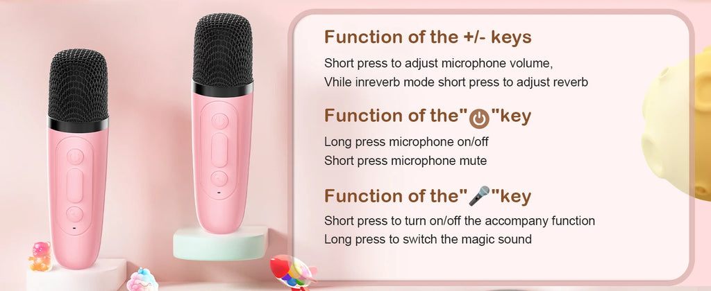 Viel Spaß mit der Party-Portable 2-teiligen Bluetooth Karaoke Maschine mit 5.3PA Lautsprechersystem, kabellosen Mikrofonen für Home Entertainment
