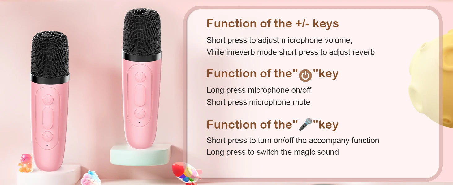 Viel Spaß mit der Party-Portable 2-teiligen Bluetooth Karaoke Maschine mit 5.3PA Lautsprechersystem, kabellosen Mikrofonen für Home Entertainment