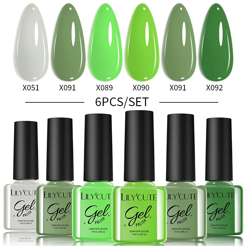 LILYCUTE 6PCS Gel-Nagellack-Set Sommer Neon Nagellack-Gel-Kits für DIY Nagel Semi-Permanenter UV-Lampe Gellack Nagellack-Set
