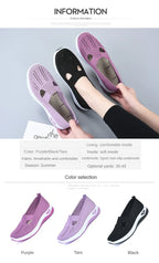 Damen Neue Sommerschuhe Mesh Atmungsaktive Sneaker Leichte Slip-on Plateau Freizeitschuhe Damen Rutschfeste Gehschuhe Gewebte Schuhe